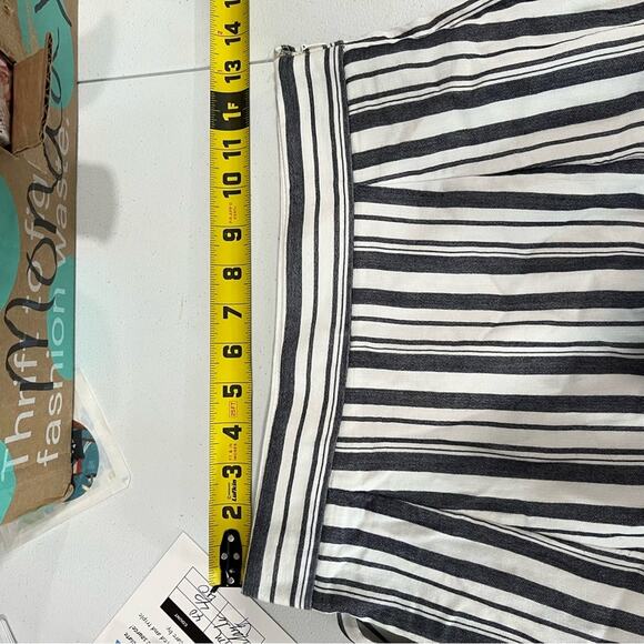 Loft Stripe Knee Length Aline Skirt Belted Modest Petite - Picture 5 of 7